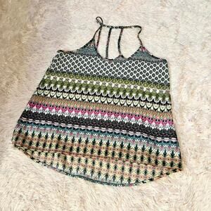 Boho Rainbow Earthy Witchy Indie Quirky Stripe Sheer Whimsical Racerback Tank